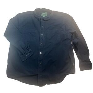 Woolrich Shirt Mens 2XL Navy Green Label Collection Long Sleeve Button Front